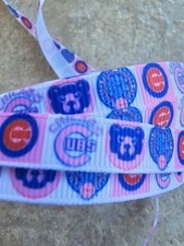 PINK Chicago Cubs Baseball Team 3/8" wide grosgrain ribbon 20 yrds listing