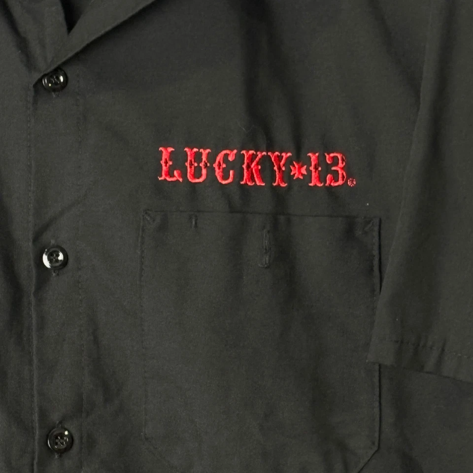 Red Kap Lucky 13 Shirt Mens XL Pinup Girl Heart Wrench Stockings Garter - Image 3 of 4