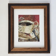 Smooth Awakening Mixed Media Collage Art Framed Signed Limited Edition Coffee