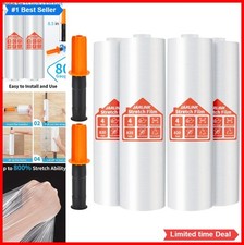 Stretch Film 15 Inch x 820 Ft 80 Gauge 4 Rolls 2 Handles Pallet Wrap Moving