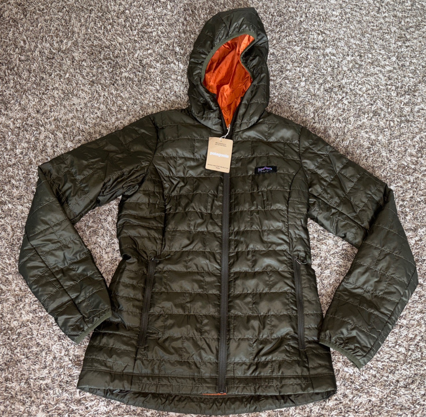 Patagonia Women’s NANO PUFF  FITZ ROY Jacket Hoody Size XS Pine Needle Green NWT