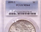 1899-S PCGS MS64 Morgan Silver Dollar, Very Nice White Coin!!