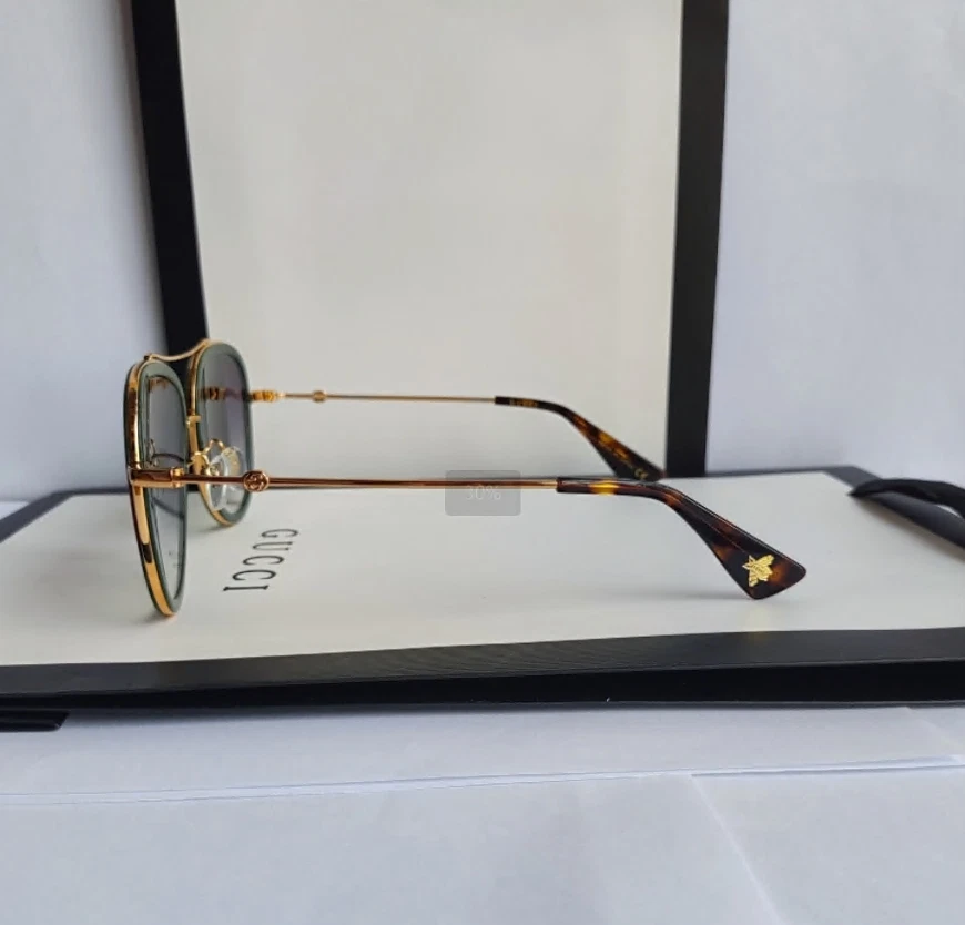 Auténticas gafas de sol unisex Gucci GG0062S 003 57 mm aviador verdes/rojas Foto 4 de 4