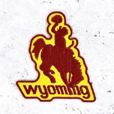 Vintage Wyoming Patch   Bucking Horse Rodeo State Souvenir   Y2K Iron-On NOS