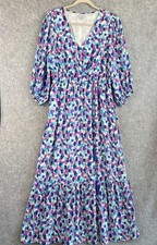 Tommy Bahama Tiered Maxi Dress Womens Medium Splendid Sea Tassel Resort Tropical