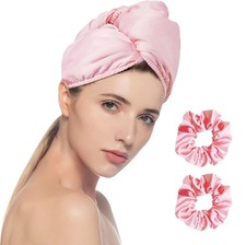 Satin Hair Towel Wrap - Large Anti Frizz Hair Drying Towel Wrap for Women