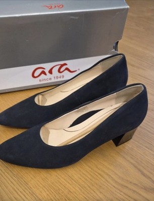 ara HighSoft Damen Pumps Blau Wildleder Blockabsatz mittelhoch geschlossen EU 39