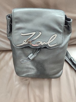 exklusive Designer Rucksack Karl Lagerfeld Signature Leder full Set NP.550 