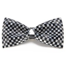 Bowties for Men Rhinestone Sequin Diamond Pre Tied with Black Silver