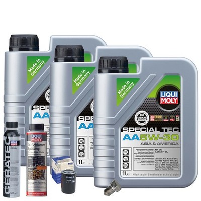 Motoröl 5W30 LIQUI MOLY 3L+MAHLE Ölfilter+Spülung+Cera Tec+Ölablassschraube