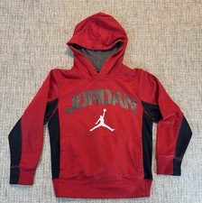 Nike Therma-Fit Boys Air Jordan Hoodie Pullover Red/Speckled Logo  Hood Size M