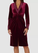 Adrianna Papell Women's Red Velvet Twist-Front Tuxedo Dress Size: 4
