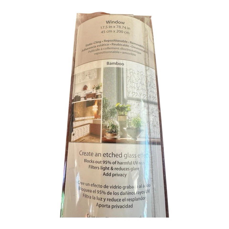 Película de privacidad adhesiva de vidrio nuevo en paquete - Bamboo Brewster Home Fashions 4 ventanas 17,5 x 78,7 Foto 4 de 4