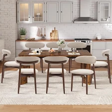 9-Piece Rectangular Dining Table Set for 8, 63" Industrial Kitchen Table with...