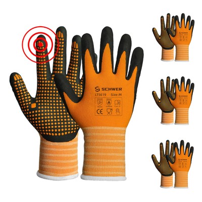 3 Pairs LT5619 Work Gloves MicroFoam Nitrile Coated, ANSI A1 Cut Resistant Wo...