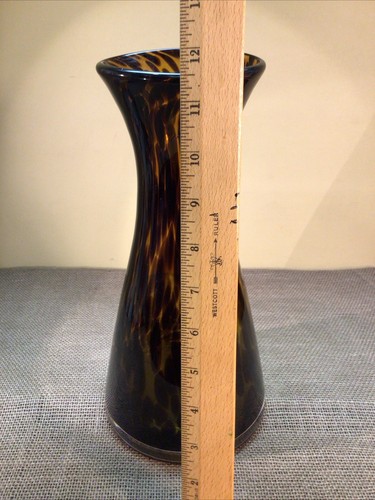 Vaso Studio Art in vetro soffiato a mano ambra e marrone alto 11,5" - Foto 2 di 7
