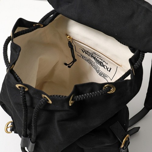 Vivienne Westwood Backpack Women's Canvas Rucksack Bag Metal Orb Bag N401/BLACK - Picture 6 of 9
