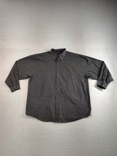 Van Heusen men Shirt 2XL Black Plaid Long Sleeve Button Down Wrinkle Free Casual