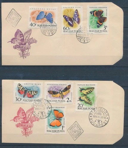 XE61911 Hungary 1959 butterflies FDC's used