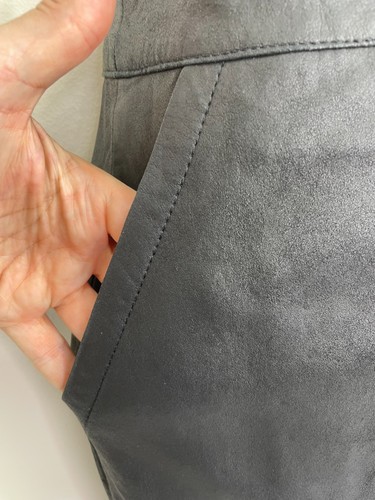 ASOS womens NWT midi pencil skirt size 12 black leather lined has slit pockets - Picture 3 of 8