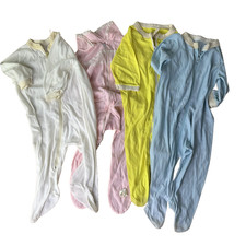 Vintage Baby Zip Pajamas Lot 4 Footie Sleepers 1960s Talon Zipper Unisex 6-12M