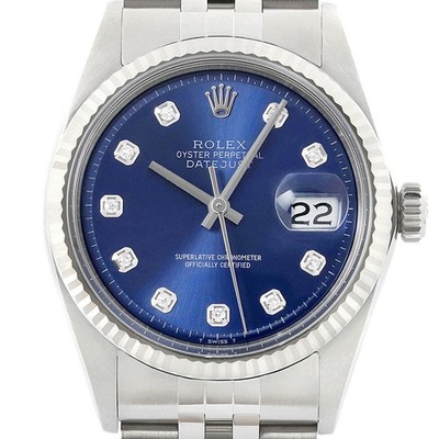Rolex Datejust Blau Diamant 18K Gold & Ss Jubiläum Armbanduhr 1601