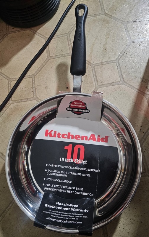 KitchenAid 10" Stainless Steel Porcelain Enamel Exterior Pan Skillet Brand New 