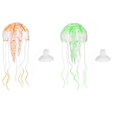 Jellyfish Aquarium Decoration, Fish Tank Decorations Green/Orange, L, 2 Pcs