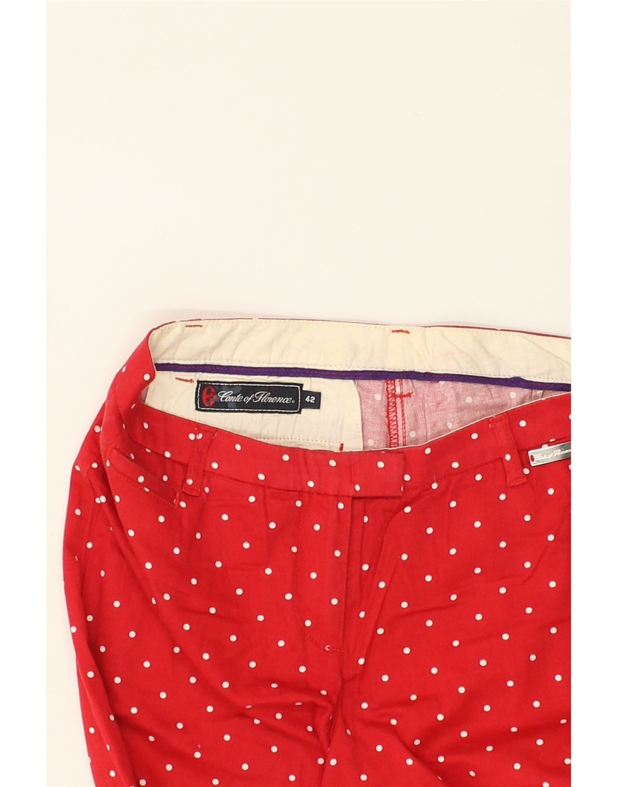 CONTE OF FLORENCE Womens Slim Cropped Trousers IT 42 Medium W30 L24 Red BD91 image 3
