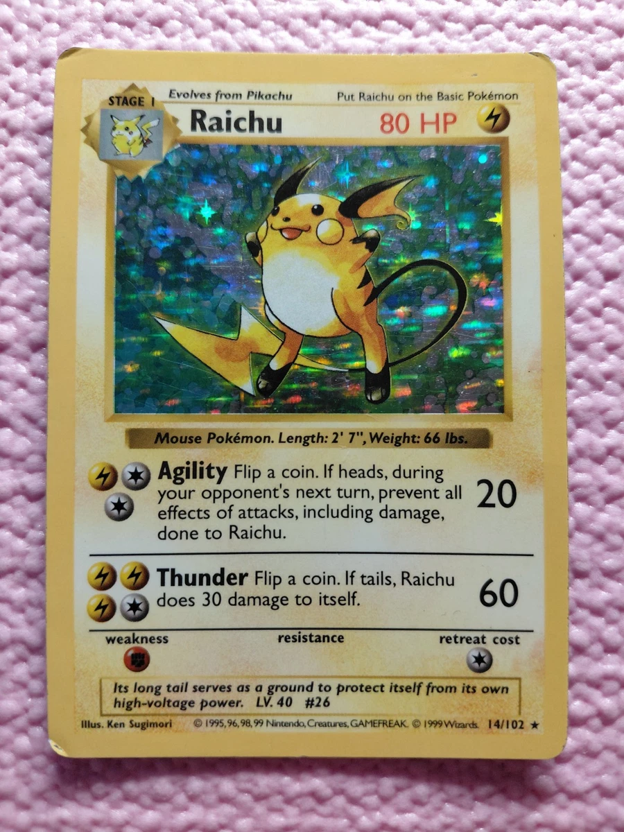 Raichu Pokémon TCG Shadowless Individual Collectible Card Game