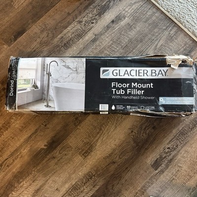 Glacier Bay Dorind Floor Mount Tub Filler w/ Handheld Shower Brushed Nickel