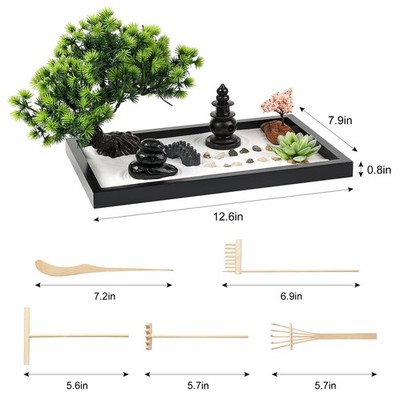 Zen Garden Kit for Desk Decor - Premium Beautiful Japanese Mini