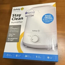 Safety 1st Stay Clean Ultrasonic Humidifier White NEW NIB (no Filter Required)