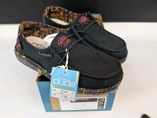 Hey Dude Youth Shoes Size 2 Black Slip-On Casual Lightweight Kids Sneakers New