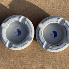 Pair Vintage Vitreous Ironstone Ashtray Dunn Bennett Burslem England Half Moon