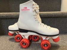 1980s Roller Derby 940 Womens Size 7 white hot pink 4-wheel quad skates urethane
