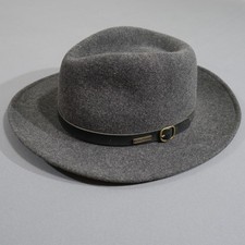 Vintage 80s Pendleton Wool Fedora Hat Black Wide Brim Made in USA Large AB202