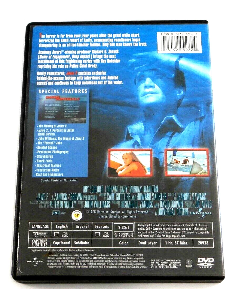 JAWS 2 WIDESCREEN JUST WHEN YOU THOUGHT IT WAS SAFE TO GO IN THE WATER ON DVD - Image 3 of 3