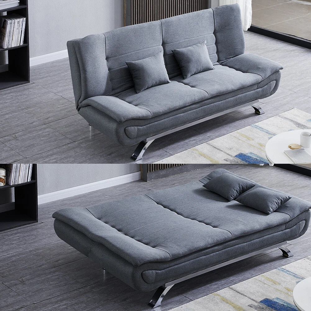 Shelllike Design Sofa Fabric Padded Bed 3Seater Modern Sleeper Sofa Bed Recliner