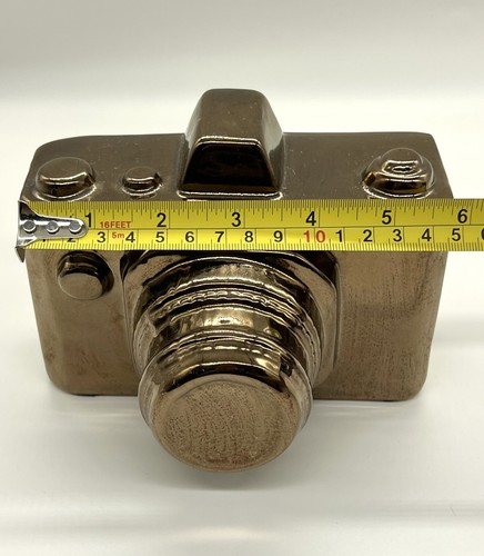 Retro Prop Photography Camera Figurine Gold Bronze Metallic Ceramic Home Decor - Picture 11 of 15