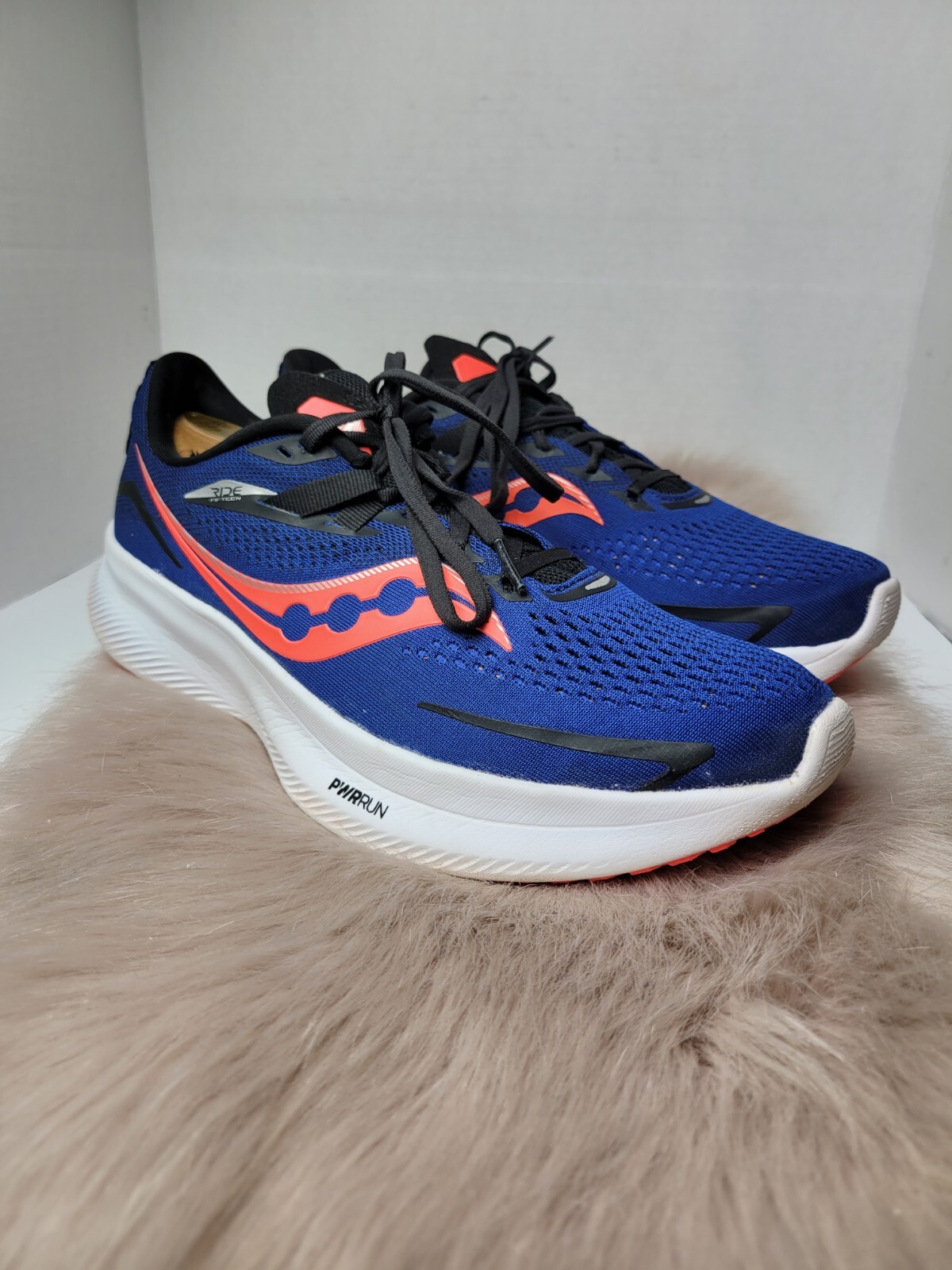 SAOLA Saucony Ride 15 sneaker da corsa uomo taglia 10 blu arancione scarpe stringate