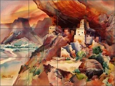 Ceramic Tile Mural Backsplash Cullar Southwest Cave Village Art WC106