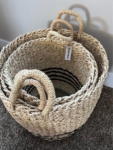 3 Design Ideas Scarborough Seagrass Baskets Small Medium And Large W/ Handles - Picture 6 of 6