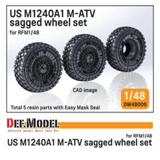 DEF Model 1/48 US M1240A1 M-ATV Sagged Wheel set for Rye Field Model