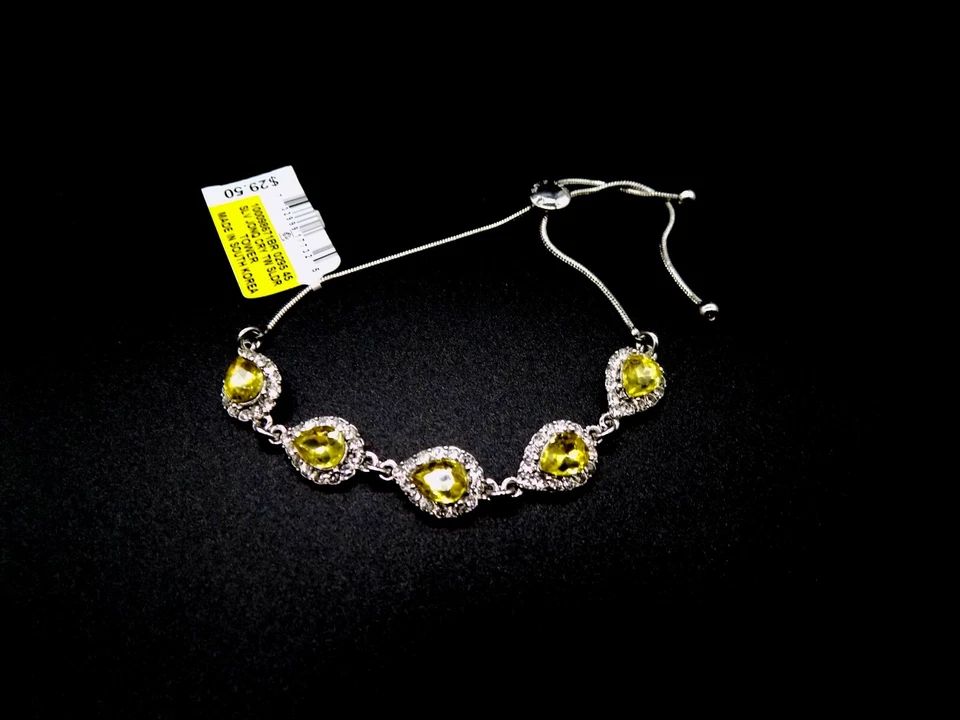 Pulsera deslizante Charter Club tono plateado amarillo blanco cristal transparente halo bolo Foto 2 de 4