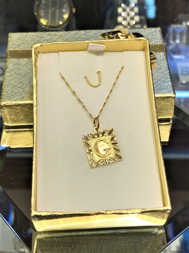 G Pendant and Necklace Set 10kt Gold Jewelry Pendant Necklace – Jewelry Gift - Afbeelding 1 van 12