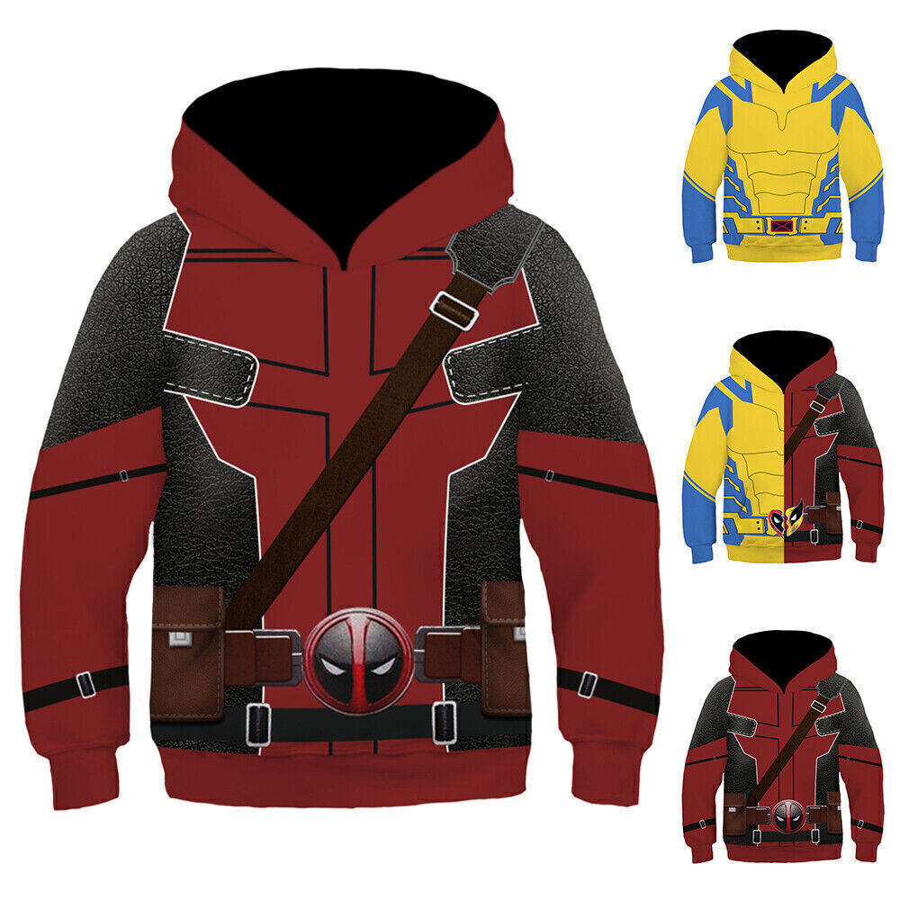 Deadpool & Wolverine Kind Jungen Mädchen Sweatshirts Pullover Cosplay Kapuzen