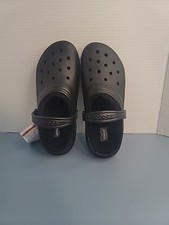 NWT CROCS Classic Unisex Women's 7 Men's 5 Black Fur Lined Slip On Clogs Shoes