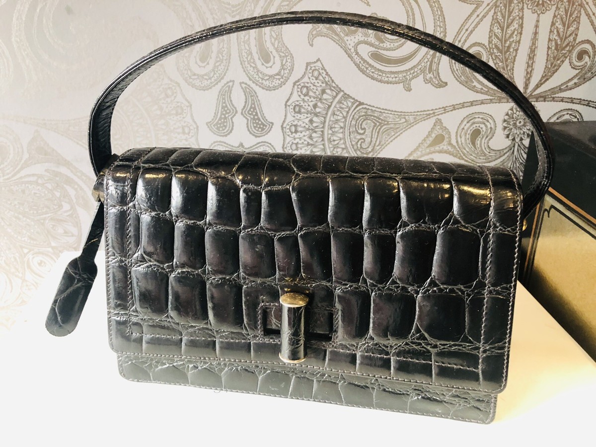 Croc Effect Leather Handbag By French Designer Georges Rech