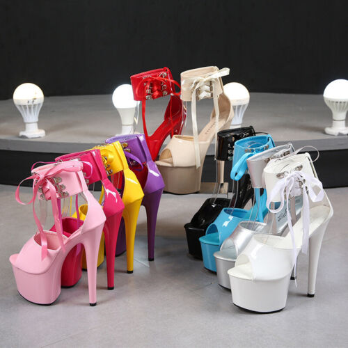 Women High Heels Stripper Ankle Shoes Sandals Pole Dance Shoes Club Plus Size - Picture 1 of 26